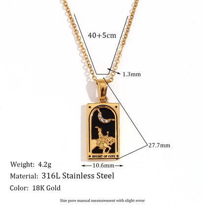 Simple Style Human Sun Moon Stainless Steel Arylic Plating Inlay Rhinestones 18k Gold Plated Pendant Necklace