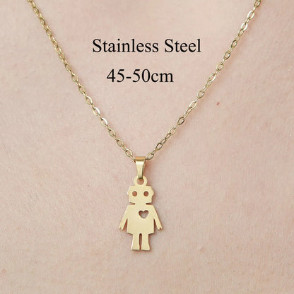 Wholesale Jewelry Simple Style Human Sun Paw Print 201 Stainless Steel 18K Gold Plated Polishing Plating Pendant Necklace