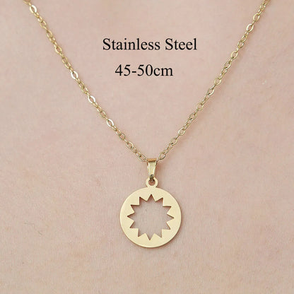 Wholesale Jewelry Simple Style Human Sun Paw Print 201 Stainless Steel 18K Gold Plated Polishing Plating Pendant Necklace