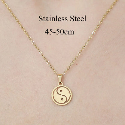 Wholesale Jewelry Simple Style Human Sun Paw Print 201 Stainless Steel 18K Gold Plated Polishing Plating Pendant Necklace