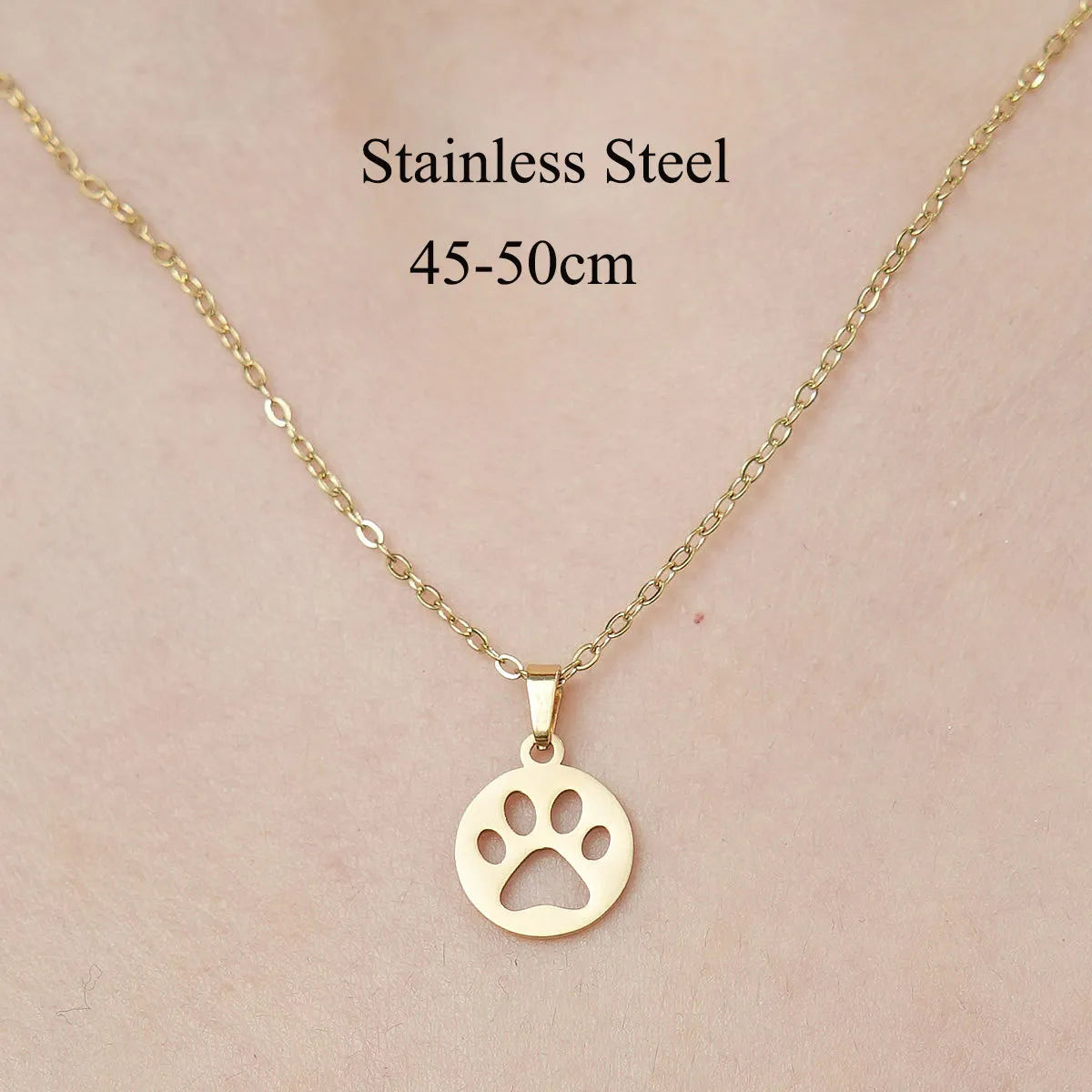 Wholesale Jewelry Simple Style Human Sun Paw Print 201 Stainless Steel 18K Gold Plated Polishing Plating Pendant Necklace