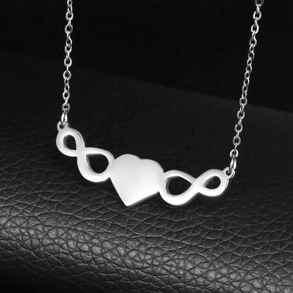 Wholesale Simple Style Infinity Heart Shape Titanium Steel Plating Hollow Out Earrings Necklace