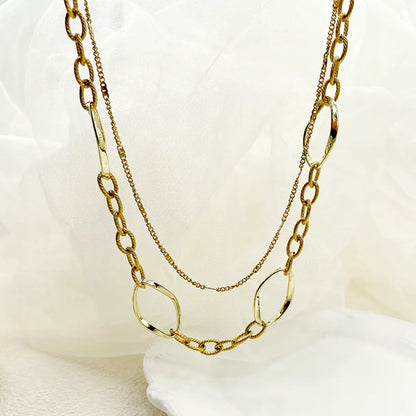 Simple Style Irregular Stainless Steel Plating Double Layer Necklaces