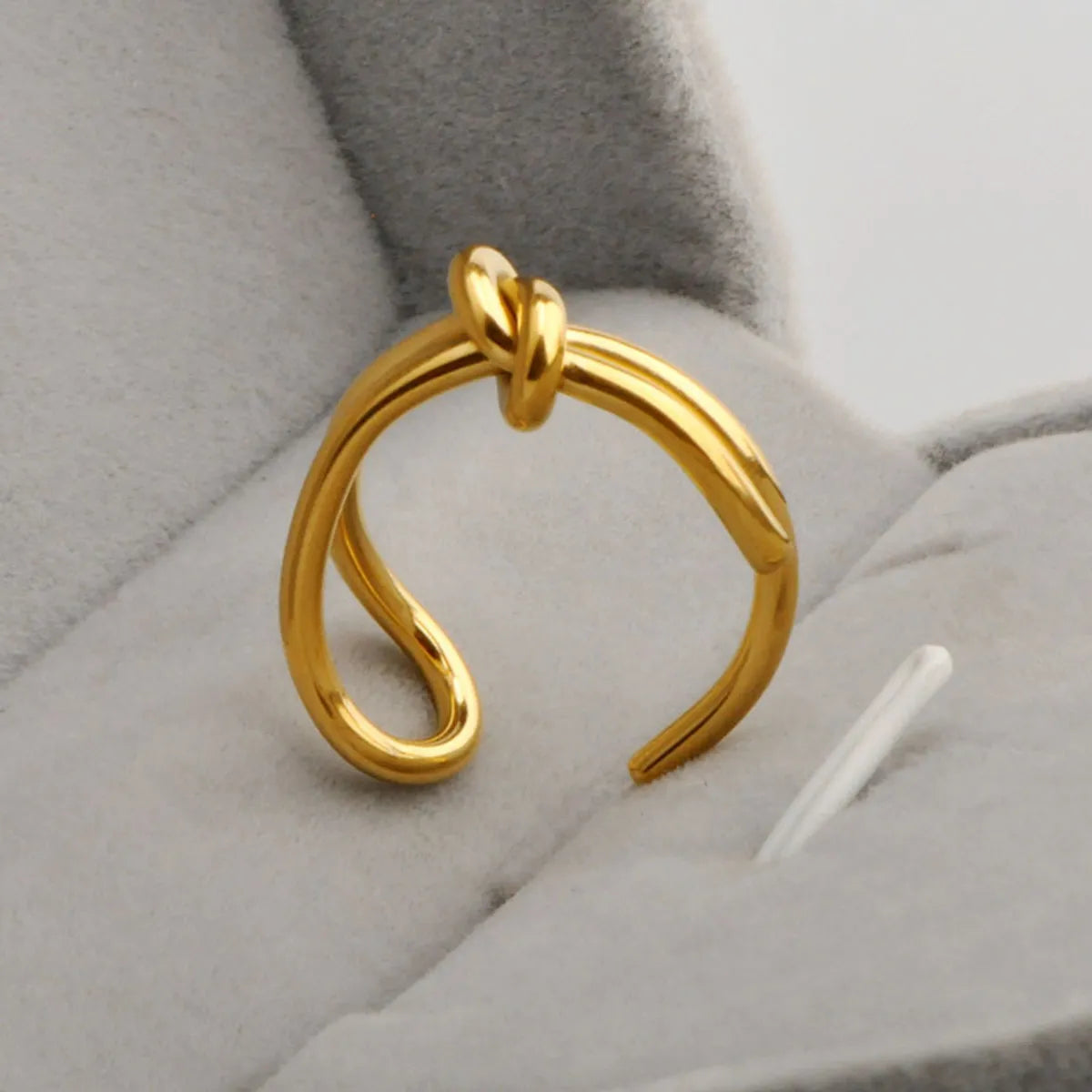 Wholesale Simple Style Knot Titanium Steel 18k Gold Plated Open Ring