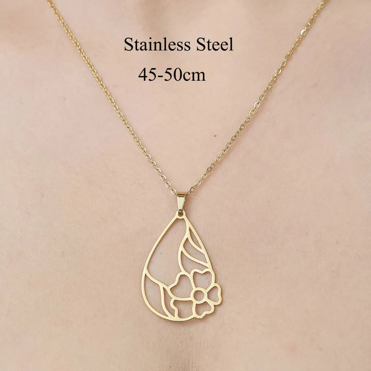 Wholesale Jewelry Simple Style Leaf Devil'S Eye Wings 201 Stainless Steel 18K Gold Plated Polishing Plating Pendant Necklace