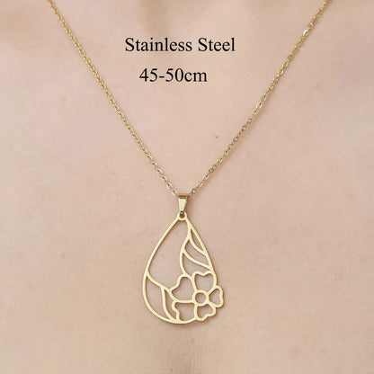 Wholesale Jewelry Simple Style Leaf Devil'S Eye Wings 201 Stainless Steel 18K Gold Plated Polishing Plating Pendant Necklace