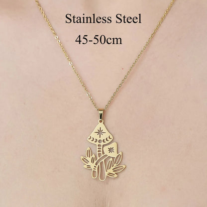 Wholesale Jewelry Simple Style Leaf Devil'S Eye Wings 201 Stainless Steel 18K Gold Plated Polishing Plating Pendant Necklace