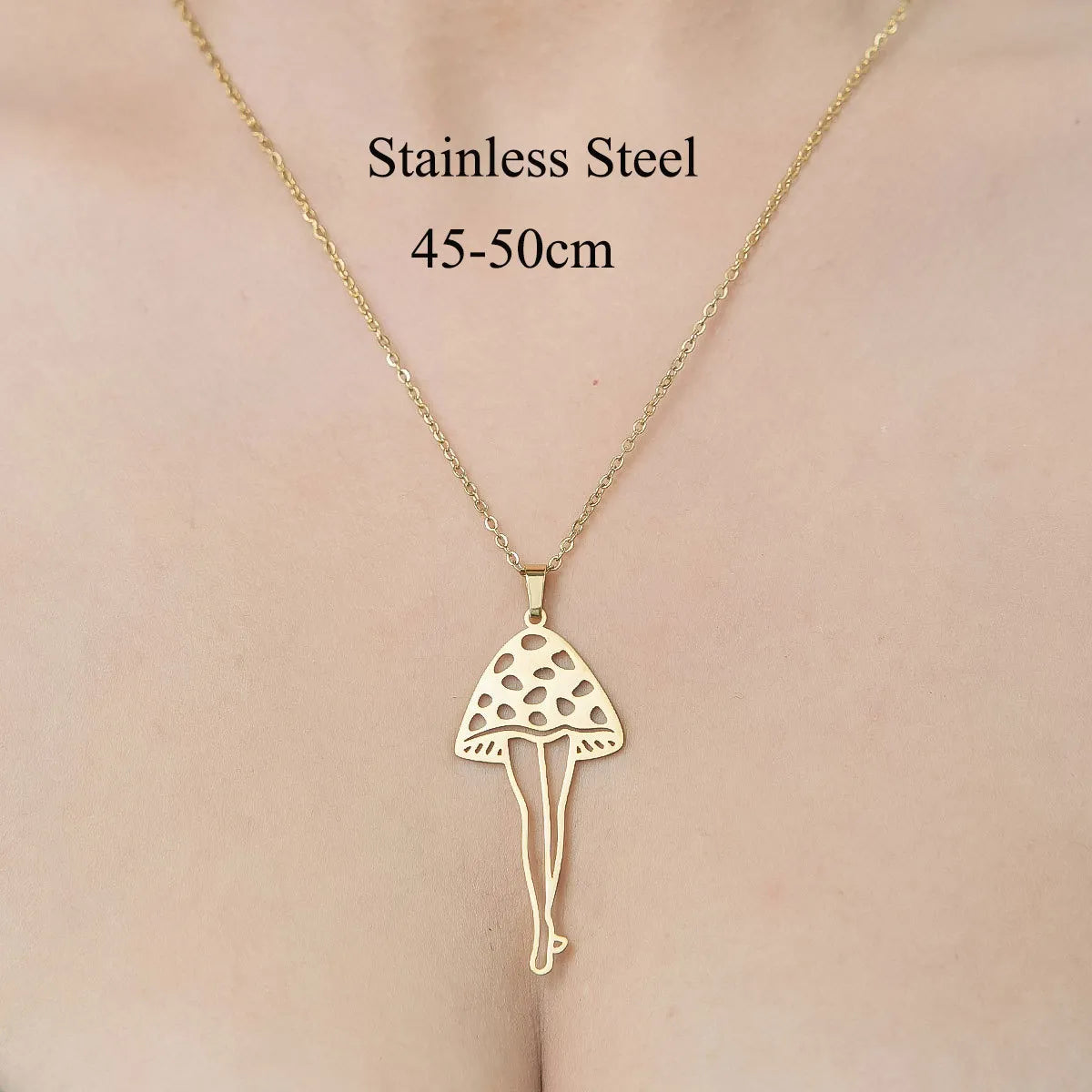 Wholesale Jewelry Simple Style Leaf Devil'S Eye Wings 201 Stainless Steel 18K Gold Plated Polishing Plating Pendant Necklace