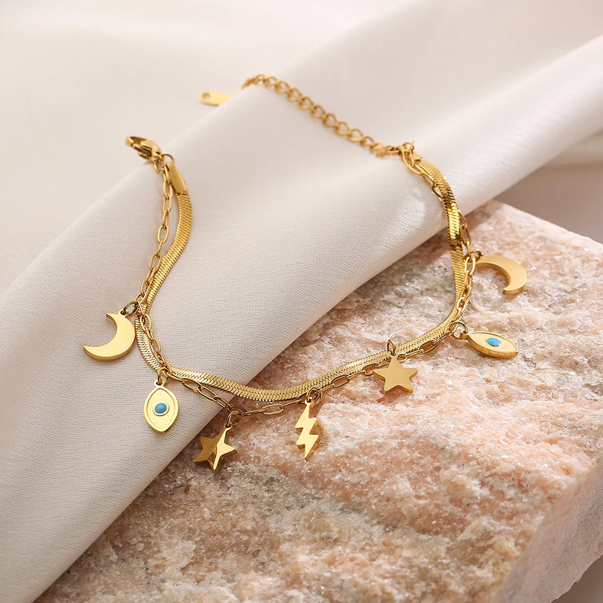 Wholesale Simple Style Leaf Titanium Steel 18k Gold Plated Bracelets