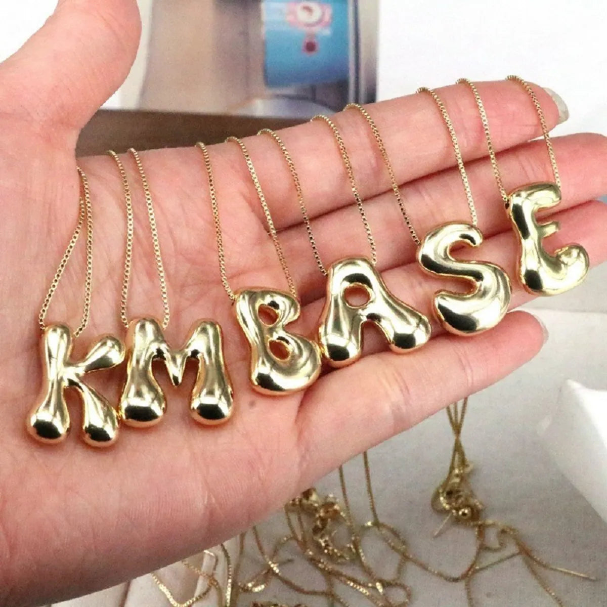 Wholesale Simple Style Letter Brass 18K Gold Plated Pendant Necklace