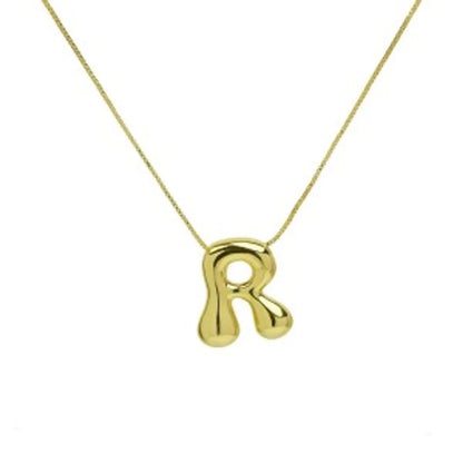 Wholesale Simple Style Letter Brass 18K Gold Plated Pendant Necklace