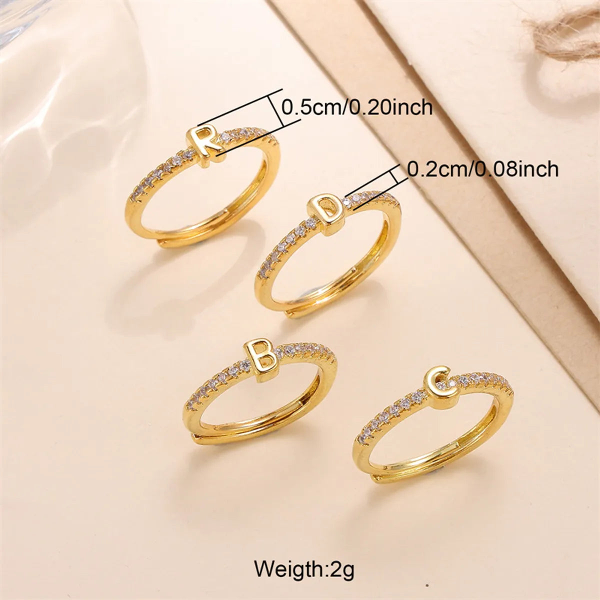 Wholesale Simple Style Letter Copper Open Rings