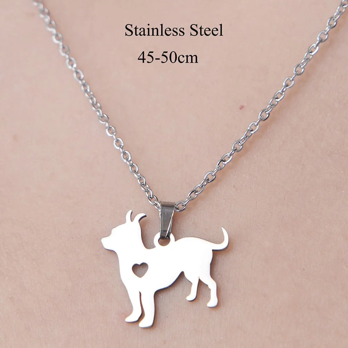 Wholesale Simple Style Letter Dog Cat Stainless Steel Titanium Steel Polishing Plating Pendant Necklace