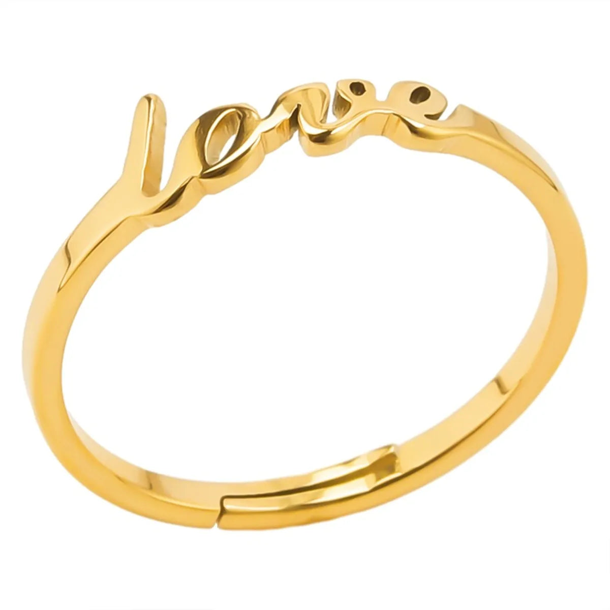 Wholesale Jewelry Simple Style Letter 304 Stainless Steel 18K Gold Plated Open Rings