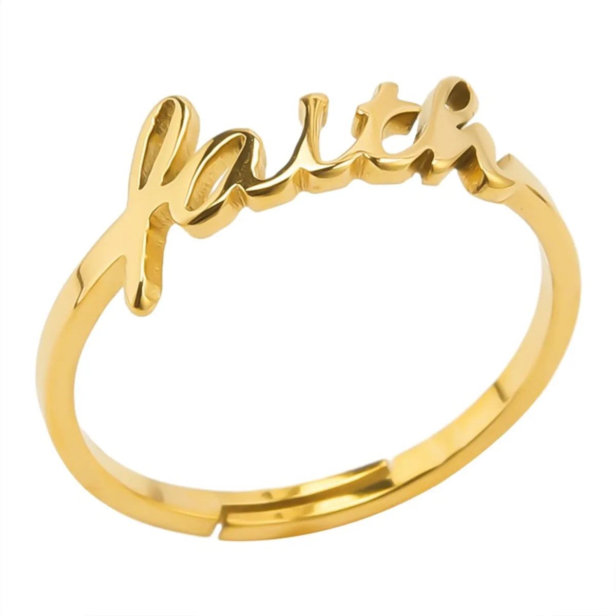 Wholesale Jewelry Simple Style Letter 304 Stainless Steel 18K Gold Plated Open Rings