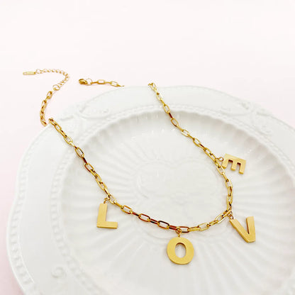 Wholesale Simple Style Letter Stainless Steel Plating Gold Plated Pendant Necklace