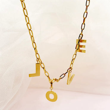 Wholesale Simple Style Letter Stainless Steel Plating Gold Plated Pendant Necklace