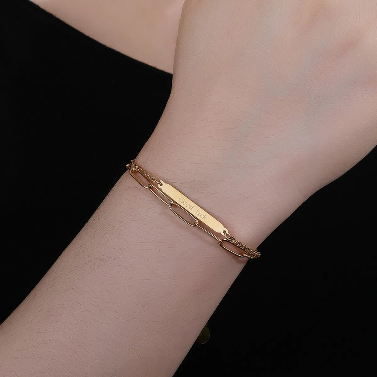 Wholesale Simple Style Letter Stainless Steel Titanium Steel Plating 18k Gold Plated Gold Plated Bracelets