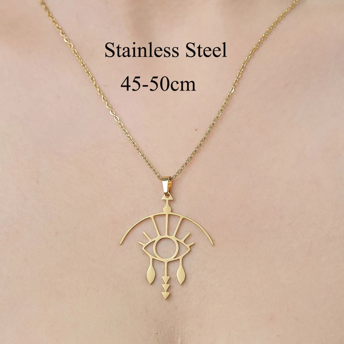 Wholesale Jewelry Simple Style Little Bear Devil'S Eye Lightning 201 Stainless Steel 18K Gold Plated Polishing Plating Pendant Necklace