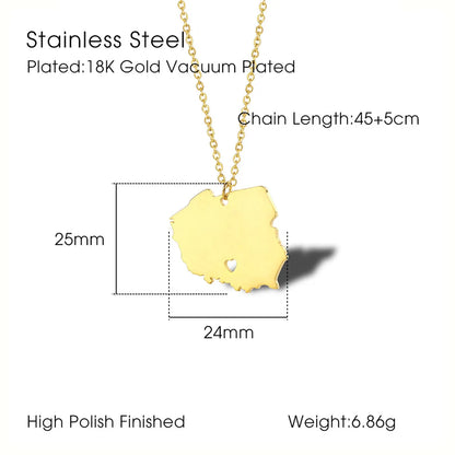 Wholesale Simple Style Map Titanium Steel Plating Pendant Necklace