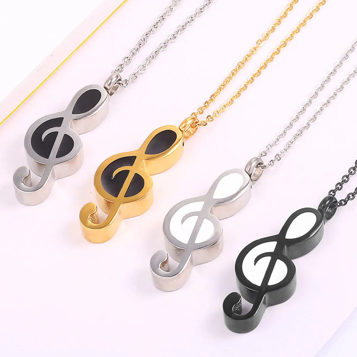 Wholesale Simple Style Notes Stainless Steel Plating Gold Plated Pendant Necklace