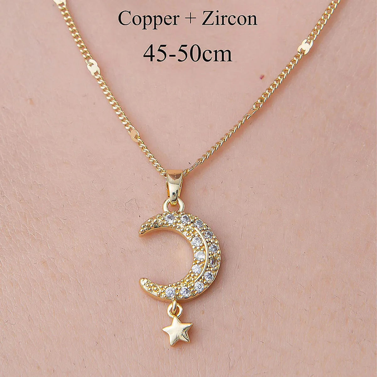 Wholesale Simple Style Rainbow Star Moon Stainless Steel Titanium Steel Polishing Plating Pendant Necklace