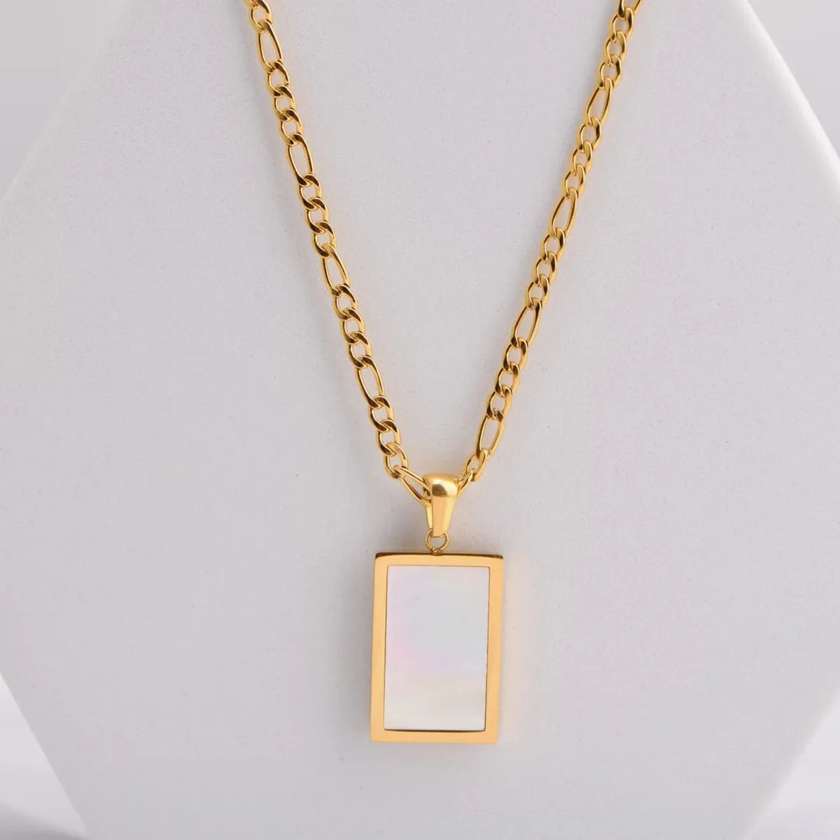 Wholesale Simple Style Rectangle Stainless Steel Shell Pendant Necklace