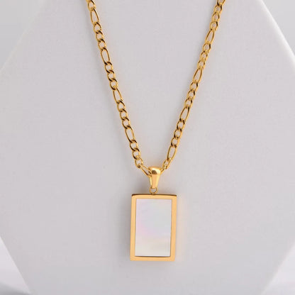 Wholesale Simple Style Rectangle Stainless Steel Shell Pendant Necklace