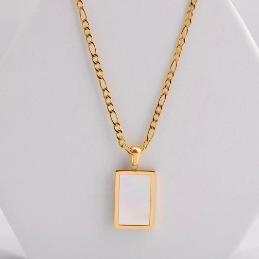 Wholesale Simple Style Rectangle Stainless Steel Shell Pendant Necklace