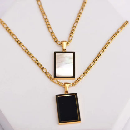 Wholesale Simple Style Rectangle Stainless Steel Shell Pendant Necklace