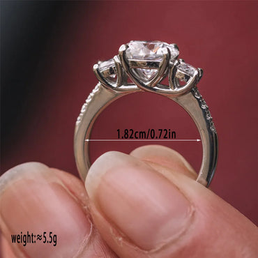 Wholesale Simple Style Round Copper Plating Inlay White Gold Plated Zircon Rings