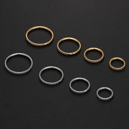 Simple Style Round Stainless Steel Inlay Zircon Nose Ring