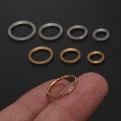 Simple Style Round Stainless Steel Inlay Zircon Nose Ring