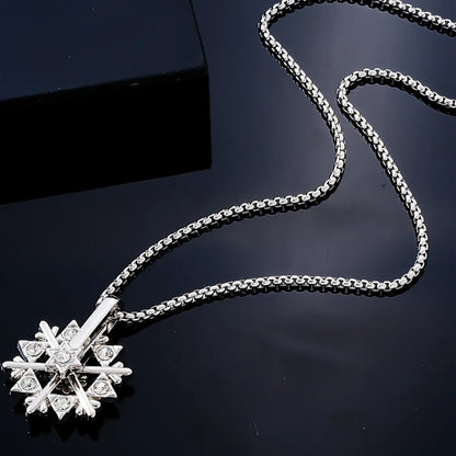 Simple Style Snowflake Stainless Steel Alloy Titanium Steel Plating Inlay Zircon Silver Plated Necklace Pendant