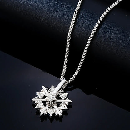 Simple Style Snowflake Stainless Steel Alloy Titanium Steel Plating Inlay Zircon Silver Plated Necklace Pendant