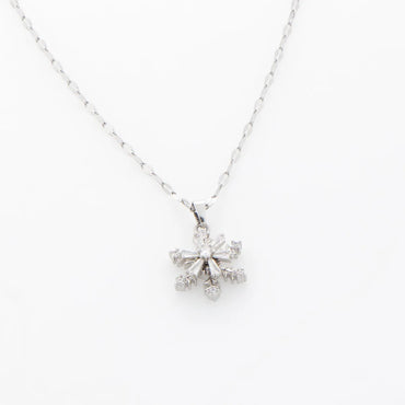 Simple Style Snowflake Stainless Steel Plating Inlay Zircon Pendant Necklace