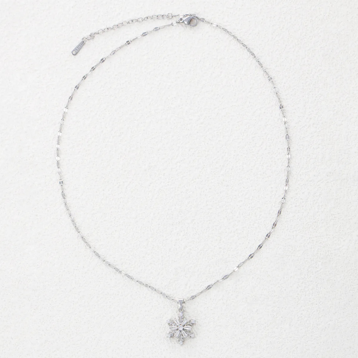 Simple Style Snowflake Stainless Steel Plating Inlay Zircon Pendant Necklace