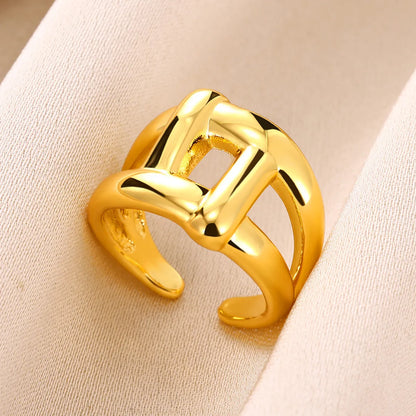 Wholesale Simple Style Solid Color Copper Plating Gold Plated Rings