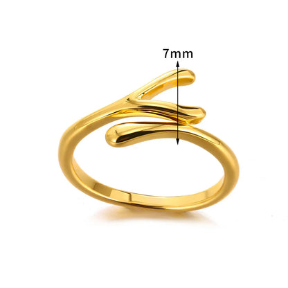 Wholesale Simple Style Solid Color Copper Plating Gold Plated Rings