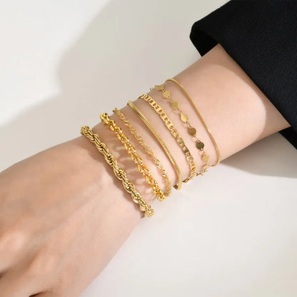 Simple Style Solid Color Stainless Steel Plating 18k Gold Plated Bracelets