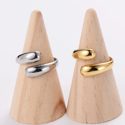 Wholesale Simple Style Solid Color Stainless Steel 18k Gold Plated Open Ring