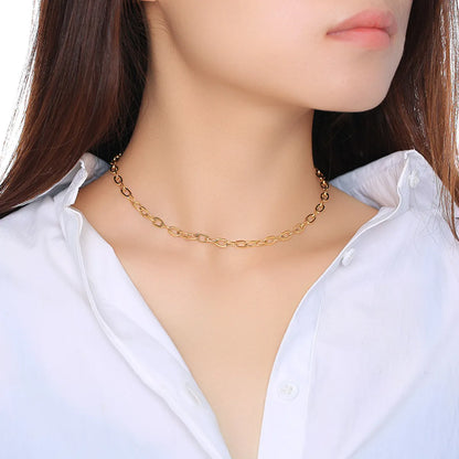 Wholesale Simple Style Solid Color Stainless Steel 18k Gold Plated Titanium Steel Necklace