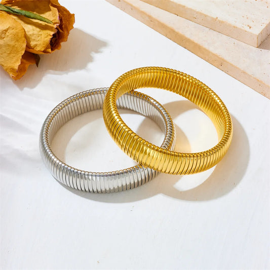 Simple Style Solid Color Stainless Steel Bangle