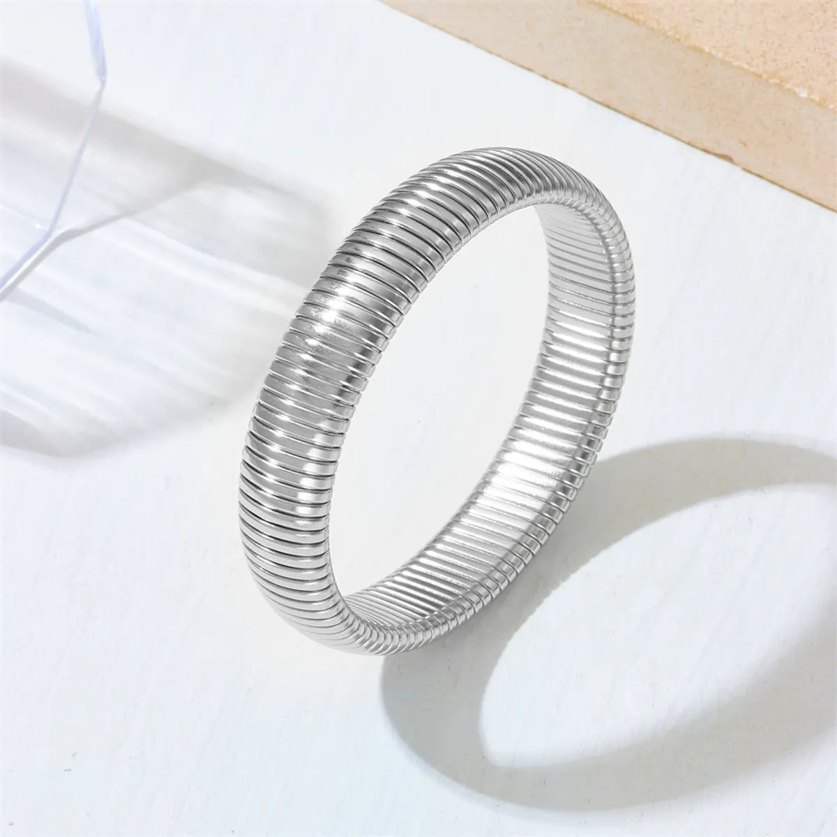 Simple Style Solid Color Stainless Steel Bangle