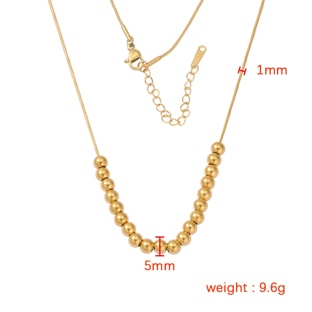 Stainless Steel 18K Gold Plated Simple Style Chain Solid Color None Pendant Necklace