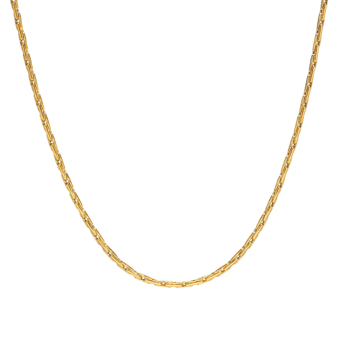 Wholesale Simple Style Solid Color Stainless Steel Handmade Plating 18k Gold Plated Necklace