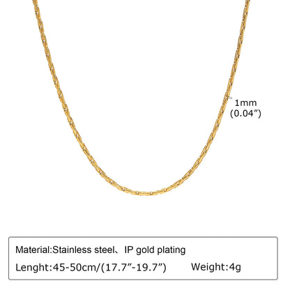 Wholesale Simple Style Solid Color Stainless Steel Handmade Plating 18k Gold Plated Necklace