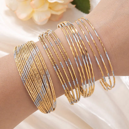 Simple Style Solid Color Stainless Steel Plating 18k Gold Plated Bangle