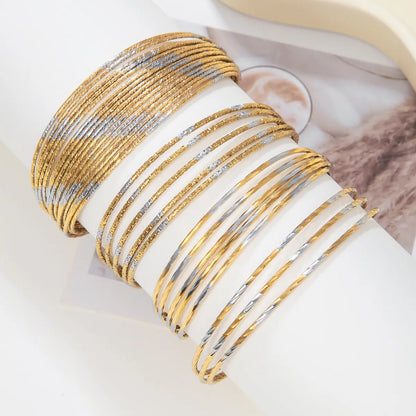 Simple Style Solid Color Stainless Steel Plating 18k Gold Plated Bangle