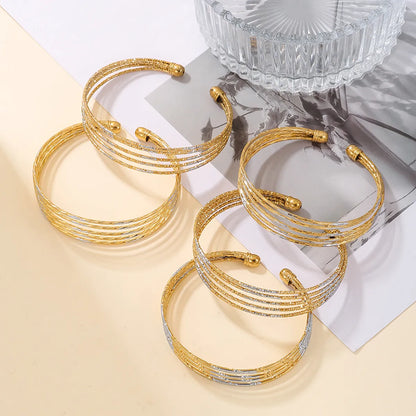 Simple Style Solid Color Stainless Steel Plating 18k Gold Plated Bangle